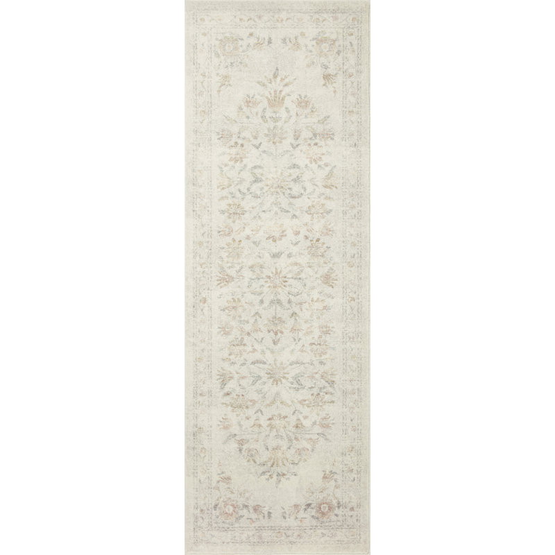 Yellow and Multicolor Floral Synthetic 2' x 5' Accent Rug