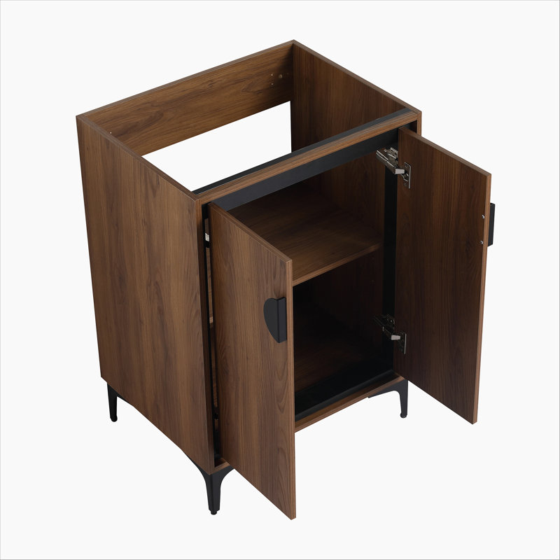 Armoire de rangement de salle de bain avec portes à fermeture douce, meuble-lavabo simple