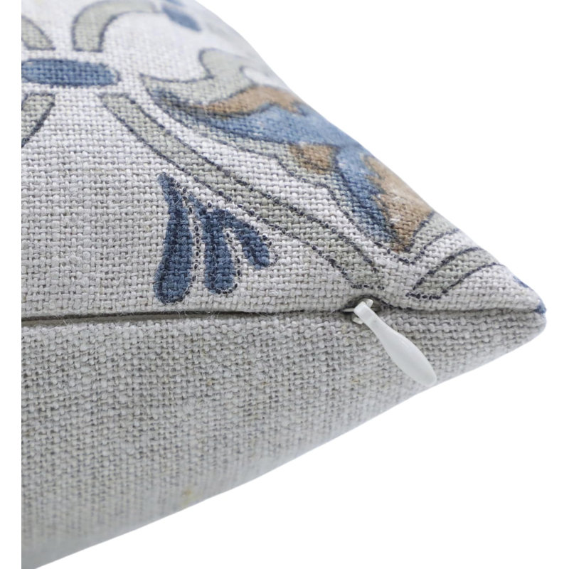 Housses de coussin fabriquées à la main de luxe Fab divine, Haridyavan, H 20 po x l 20 po, Motif floral bleu; imprimé en bloc