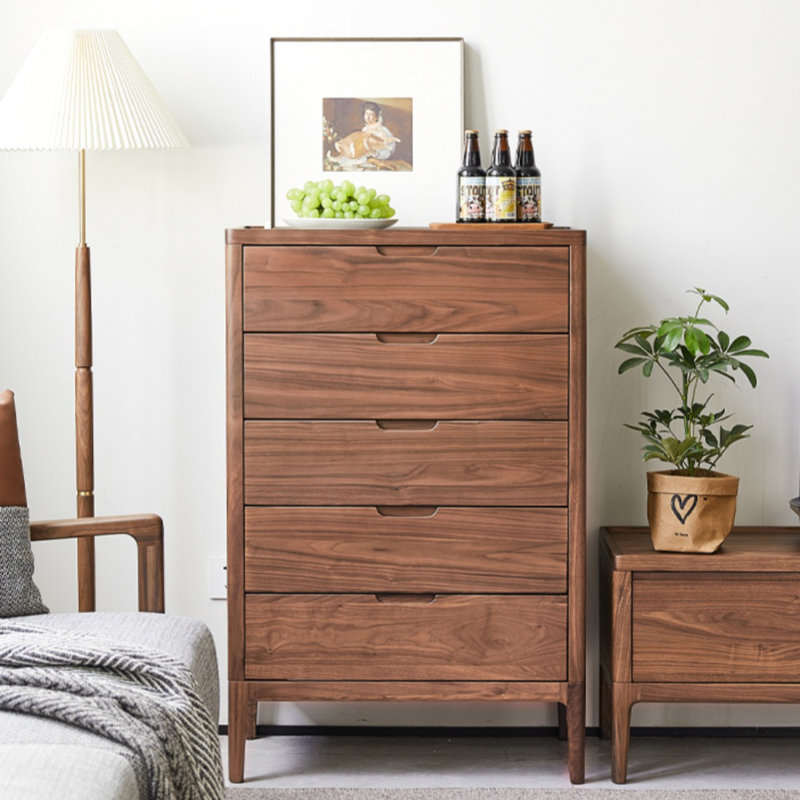 Commode d'appoint style rétro en noyer noir