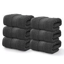 Hearth & Harbor Bath Towel Collection, 100% Cotton Luxury Soft Set of 2 Bath Towels, 2 Hand Towels & 6 Washcloths - Black, Size: 10 PC