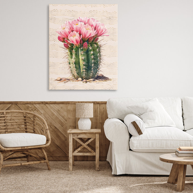 Art floral sur toile Blooming Cactus par lettré et doublé br-334_CN, H 48 po x l 36 po