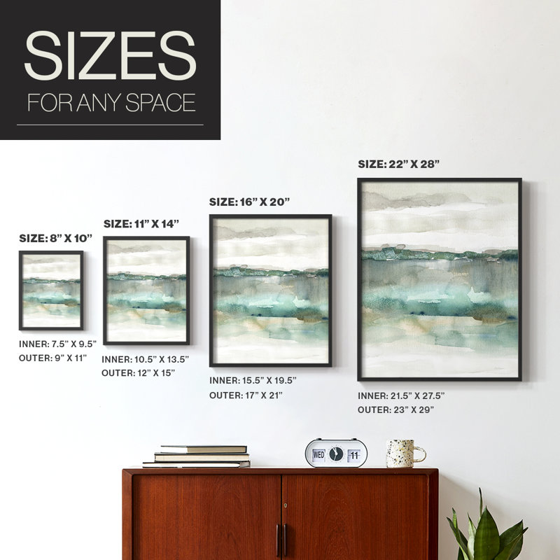 «Soft Emerald Harmony», reproduction encadrée - bois massif, Noir, noir, noir, noir, H 11 po x l 9 po