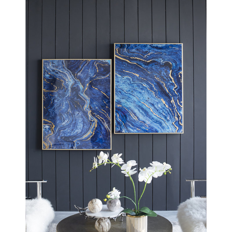 «Marbled», ensemble de 2 reproductions d'art sur toile encadrées