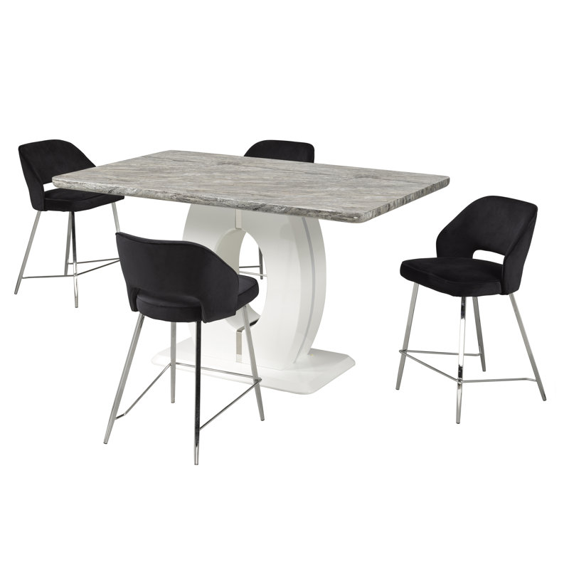 Ensemble bistro 7 pièces, blanc / noir, Noir, 5