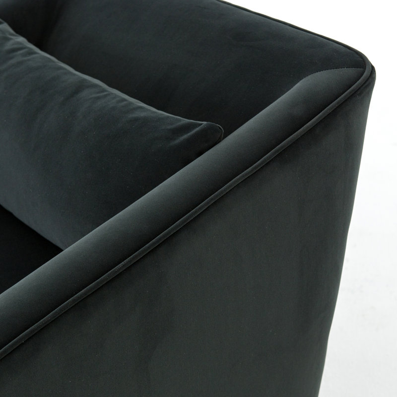 Fauteuil pivotant de 31 po Sebastian, Velours moderne fumé