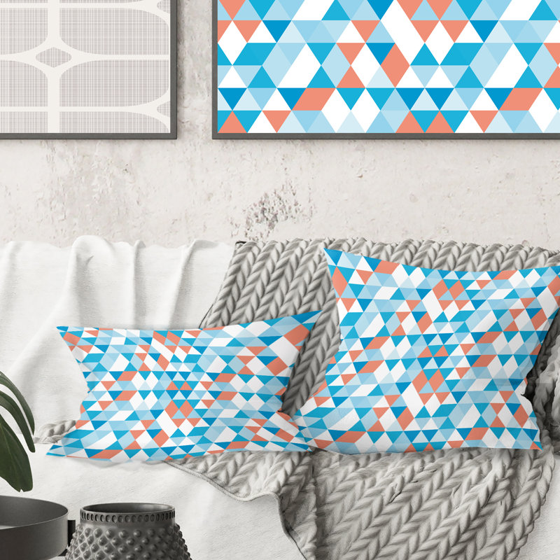 Coussin Triangular Retro Design II - Mid-Century Modern, 18 po x 18 po