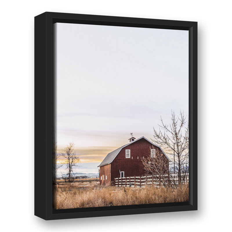 « rustique grange lever », reproduction de photo sur toile, H 19,75 po x l 13,75 po, Cadre noir