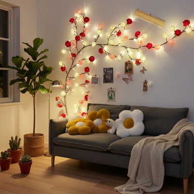 LED branch lights, artificial plant branch spirit lights and vine lights, bedroom rose LED branch lights, rose tree lights,70.87"