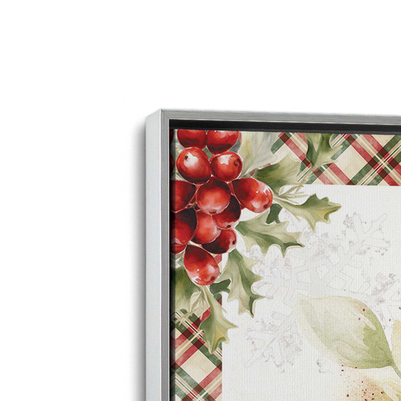 «Christmas in Bloom II» par Nicole DeCamp, reproduction d'art, Toile avec cadre, L 30 po x H 30 po, Argent