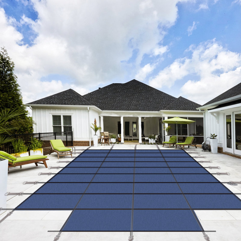 Premium 20X40ft Rectangular Inground Pool Safety Cover With 4X8ft Step, Blue Mesh, Blue