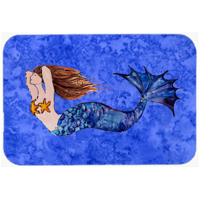 Caroline's Treasures Brunette Mermaid Glass Cutting Board