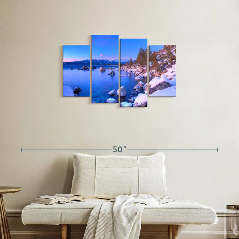 Rive enneigée du lac Tahoe, H 22 po x l 36 po