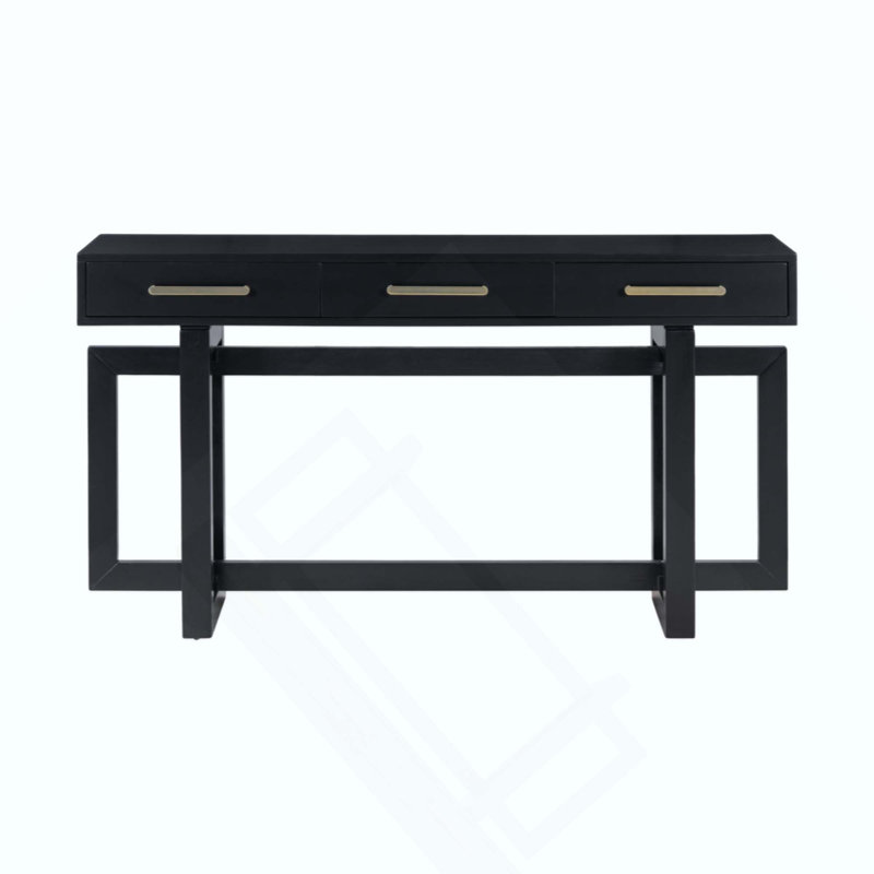 Elegant Extra Long Console Table with 3 Drawers, Modern Entryway Sofa Table for Hallway Living Room Foyer Corridor, Black