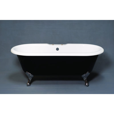 The Black and White 66 in. Double Ended Clawfoot Acrylic Tub with 7 in. Deck Mount Faucet Holes by Strom Living