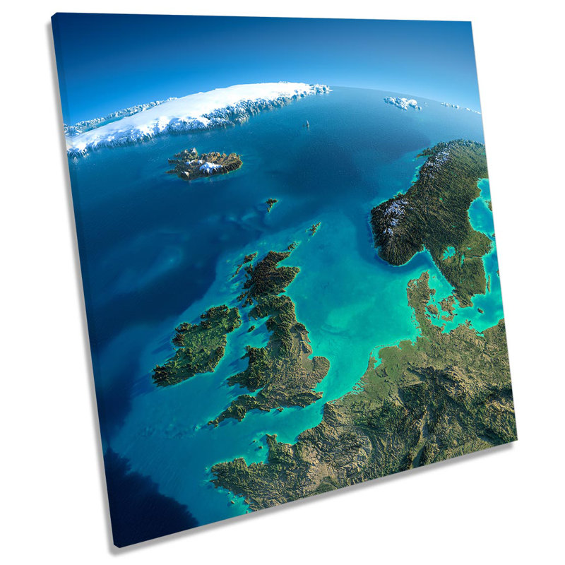 Z1612 United Kingdom Planet Earth - Wrapped Canvas Print, 91.4cm H x 91.4cm W x 4cm D