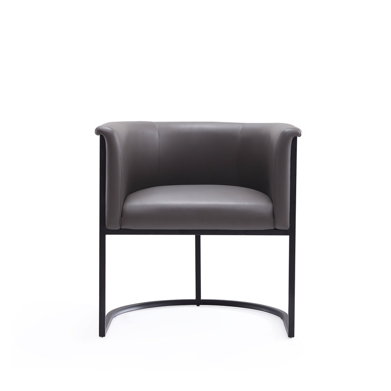 Fauteuil rembourré en similicuir Virgil, Gris