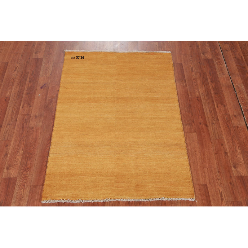 Tapis jaune rouille moderne Gabbeh 3 x 4
