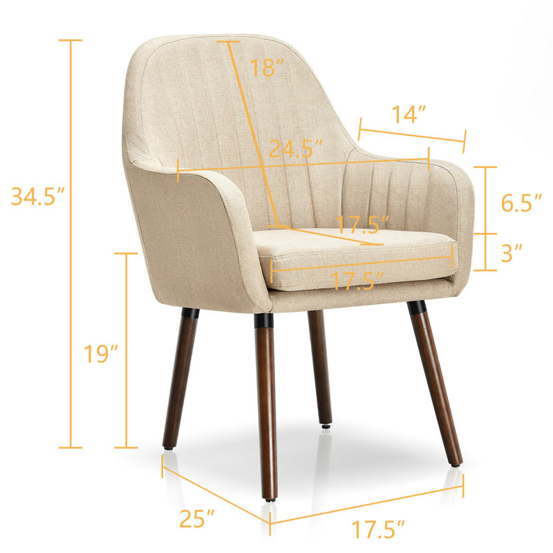 Fauteuil capitonnÃ© Brownett, 24,5 po de largeur, Lin beige