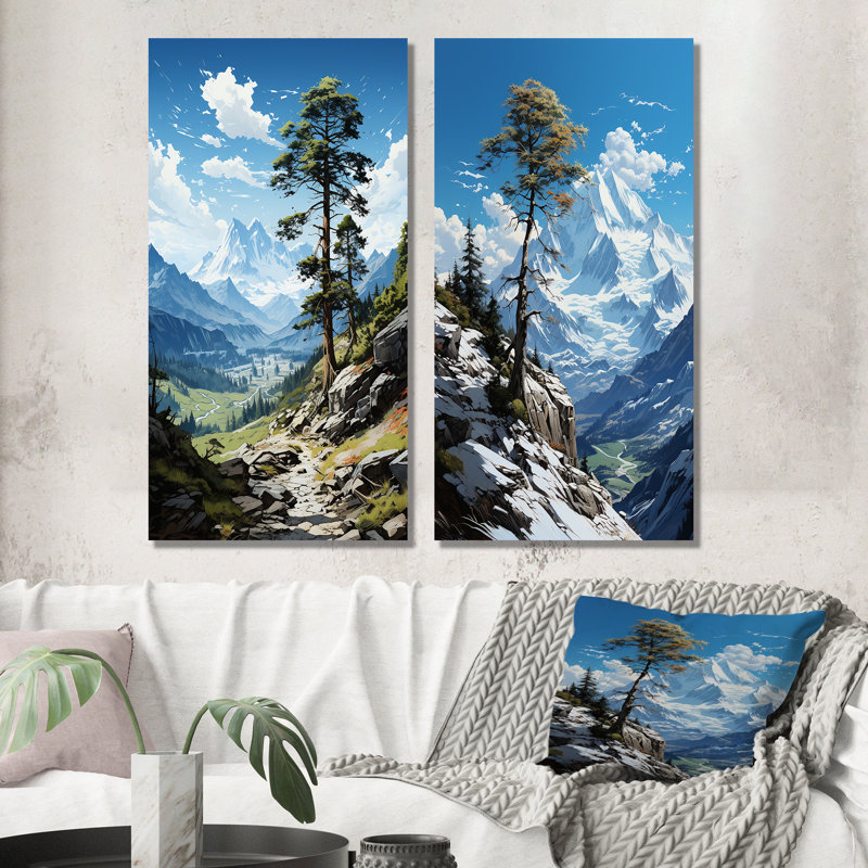 «Pine Tree Solitude Parmi», 2 pièces sur toile, Toile tendue, H 40 po x l 40 po