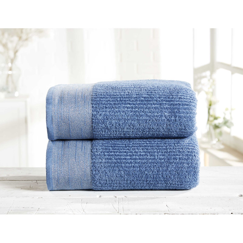 Beck Midweight Bath Sheet, Denim/Silver