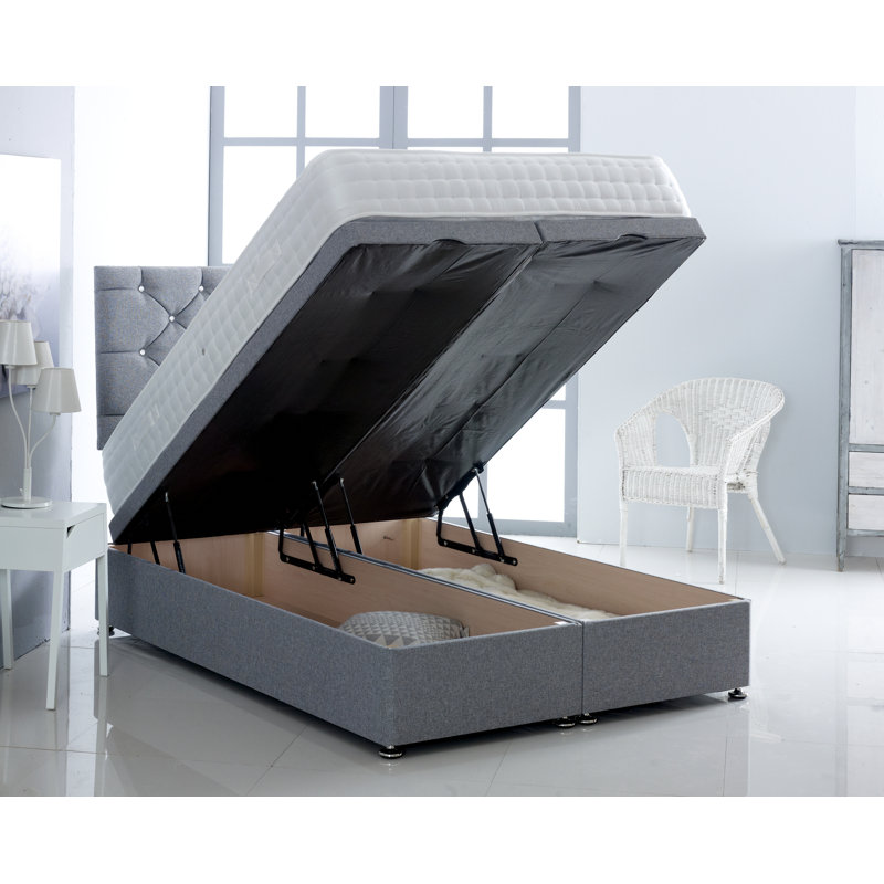Fielder Upholstered Ottoman Storage Bed, Super King (6'), Silver