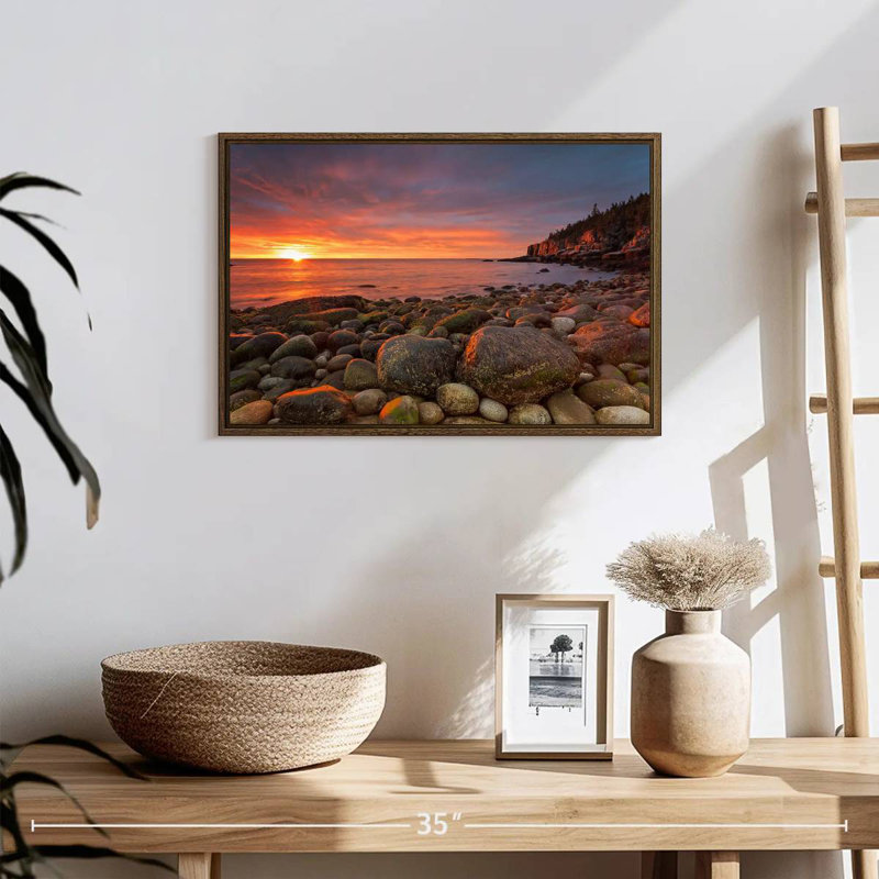 Lever de soleil au parc national d'Acadia, 19 po x 13 po, Cadre flottant noyer