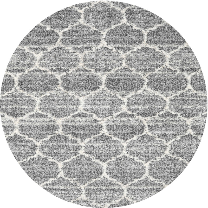 Tapis contemporain gris clair, Rond 8 pi x 8 pi