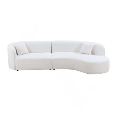 Luxury Modern Style Living Room Upholstery Curved Sofa featuring Chaise 2-Piece Set, Right Hand Facing Sectional, Boucle Couch, White