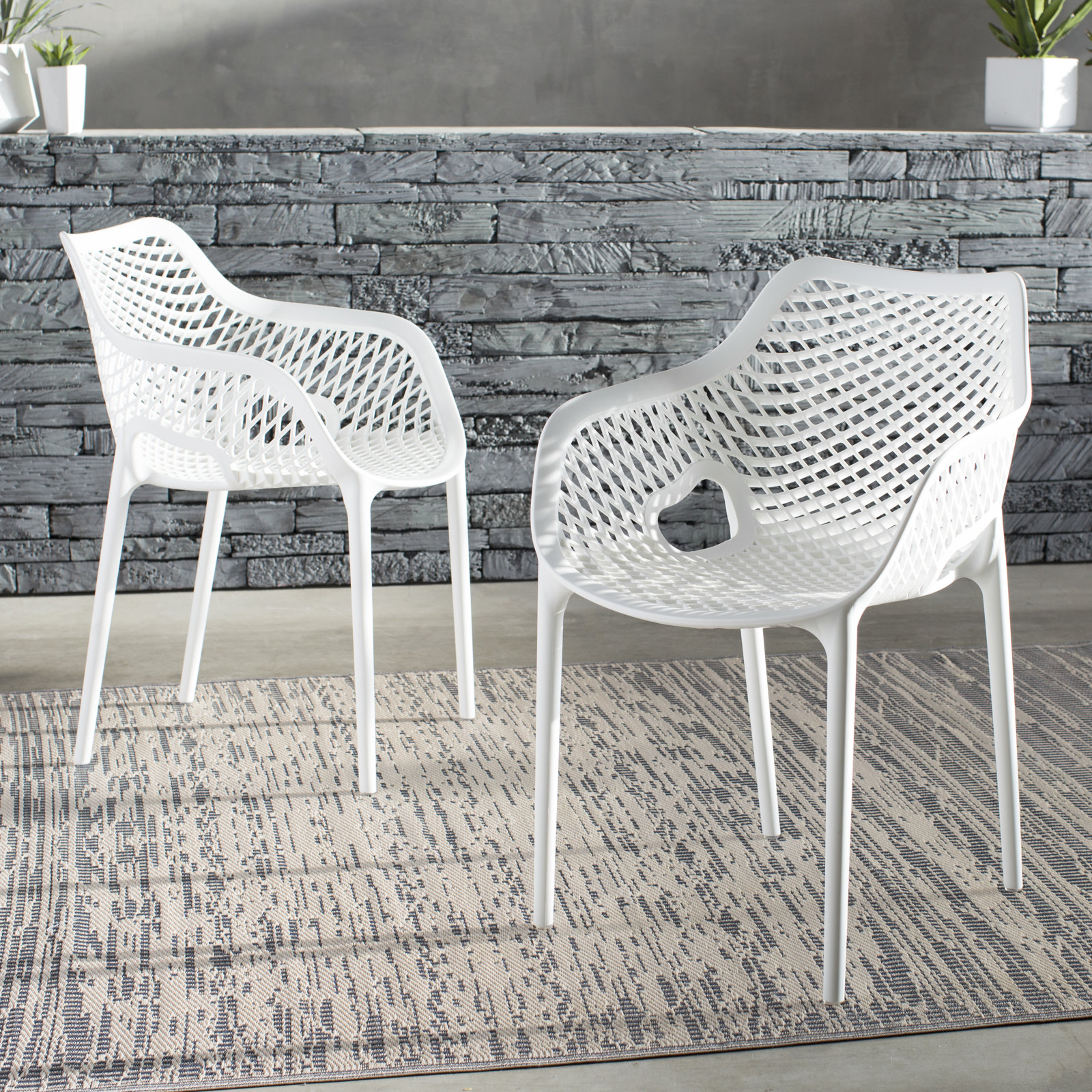 Farrah Stackable Patio Armchair, White