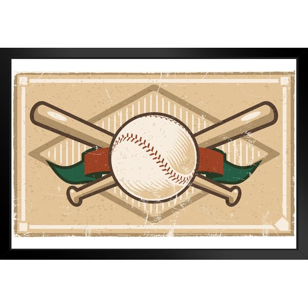 Red Barrel Studio® Vintage Baseball Design Art Print Black Wood Framed  Poster 20x14 Framed On Paper Print