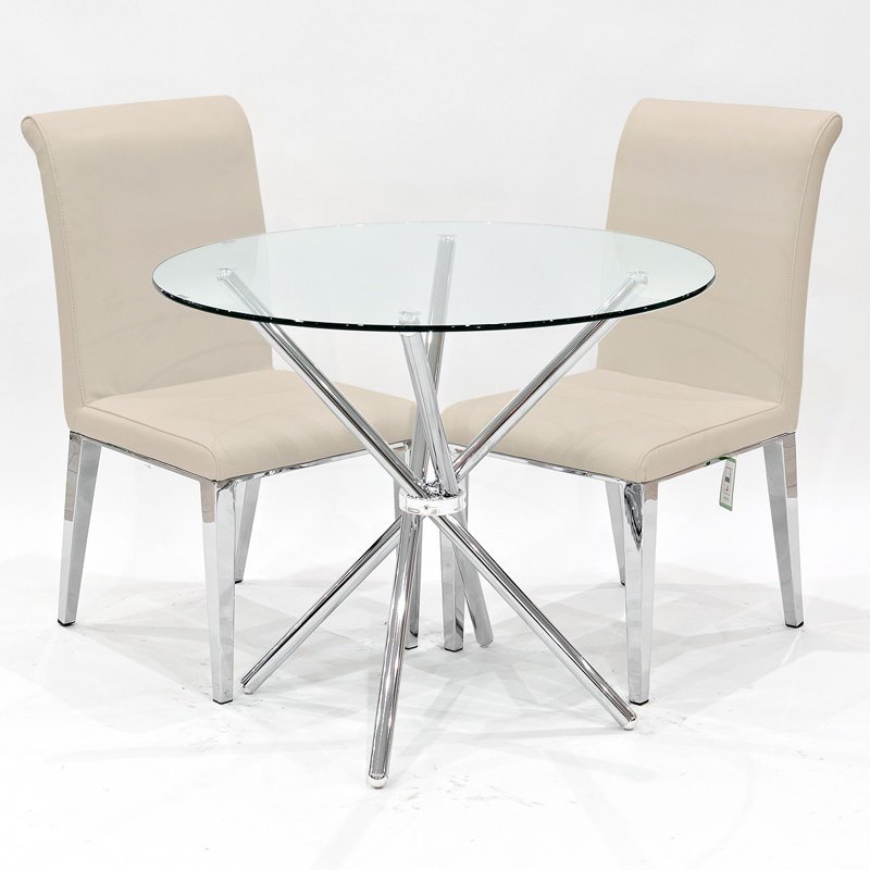 Desborough 2 - Person Dining Set, Chrome, Taupe
