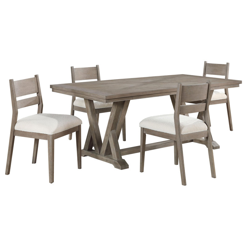 Hutton 5-Piece Rectangular Dining Table Set Coastal Grey