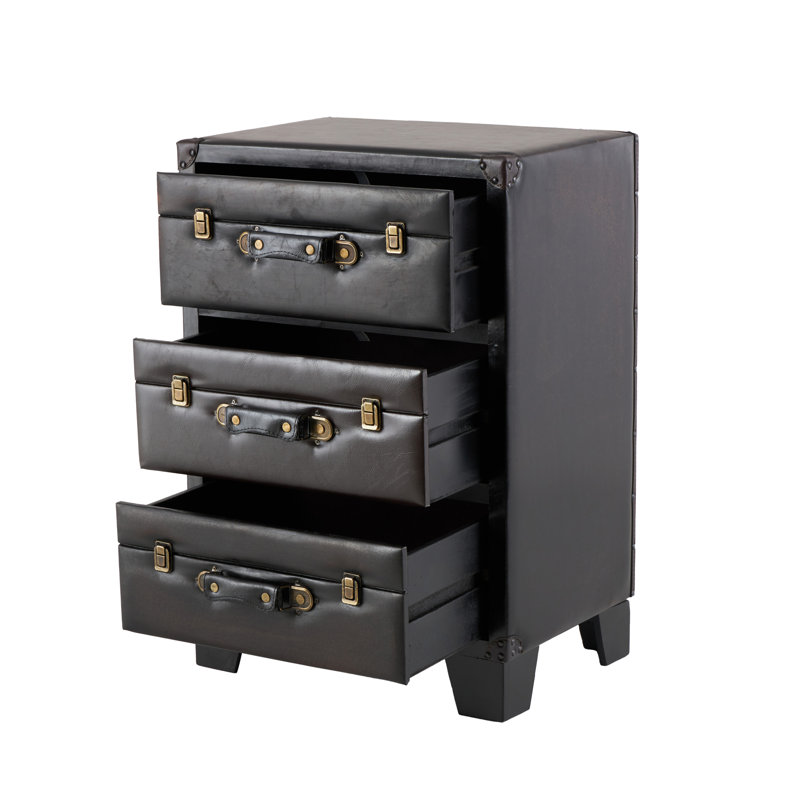 Armoire rétro en similicuir brun foncé Iinden