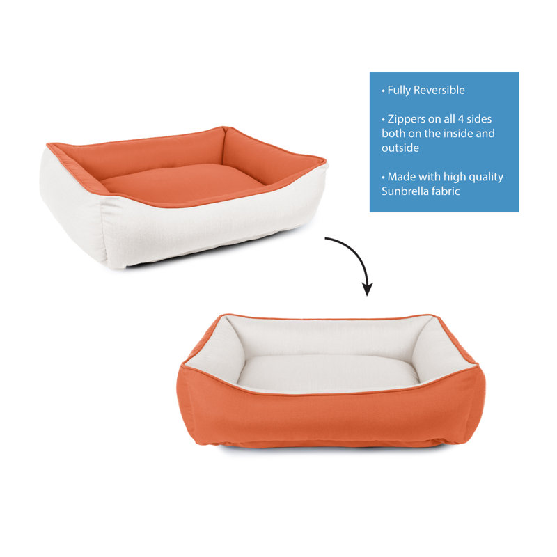 Lit pour animaux Sunbrella, H 12 po x l 30 po x P 40 po, Orange