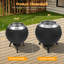 Foyer extérieur ovale noir sans fumée de 20 po, foyer d'extérieur au feu de bois en acier inoxydable -119304330