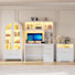 3-Piece Set, Arch Display Cabinet, Computer Desk, File Cabinet for Home Office