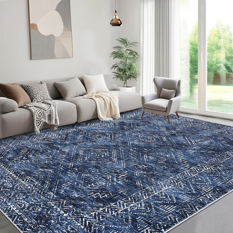 Modern Machine Washable Rug Non-Slip Area Rug for Living Room Low-Pile Rug Indoor Floor Cover for Bedroom Dining Room Hallway Kitchen Office