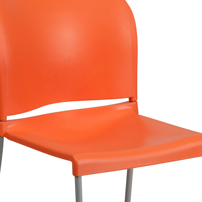 Oliverson 880 lb. Capacity Full Back Contoured Stack Chair with Powder Coated Sled Base, Orange, Gray