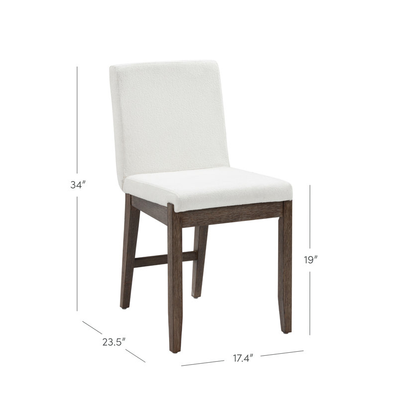  Upholstered Side Chair, Cream Boucle/Dark Brown 