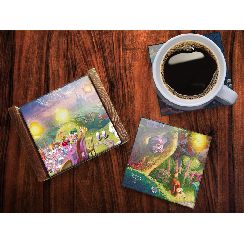 (Symboles) Ensemble de sous-verres en verre Starfire, Disney / Mad Hatter's Tea Party