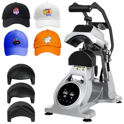 Presse à chaleur semi-automatique à chapeau chauffant avec ouverture automatique, alignement laser, minuterie et contrôle de la température, 3 plateaux pour 99% des formes de capuchon
