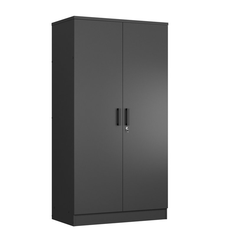 Lacandis 72" High  Large Armoire 2 Door  Hanging and Shelves Wardrobe, Black