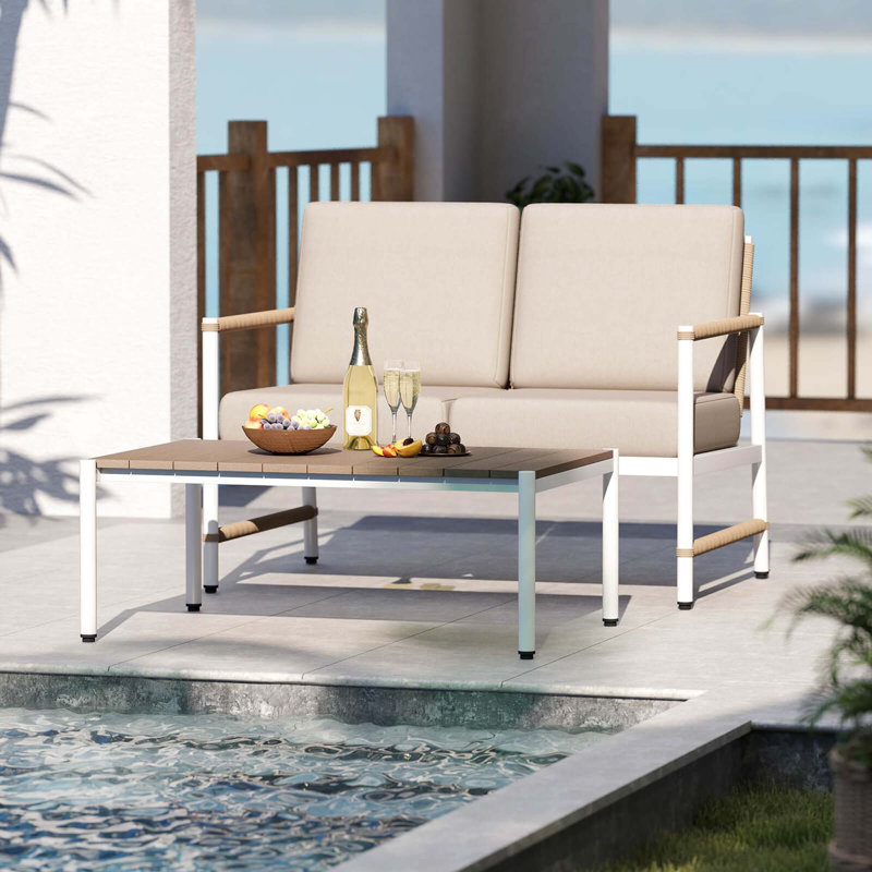 Ensemble de canapé-causeuse 2 pièces avec coussins épais pour table basse