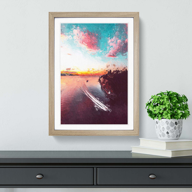 Vancouver Canada at Night - Picture Frame Painting Print, Oak Framed, 36cm H x 27cm W x 2cm D