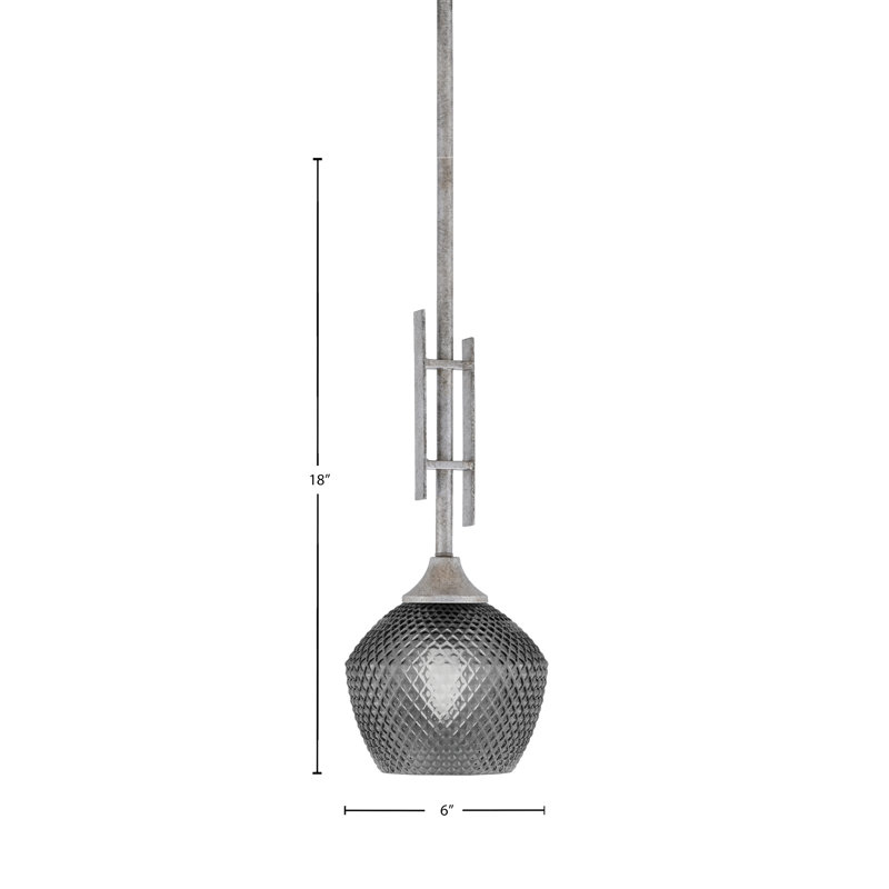 Uptowne 1 - Light Silver Shaded Pendant, Smoke