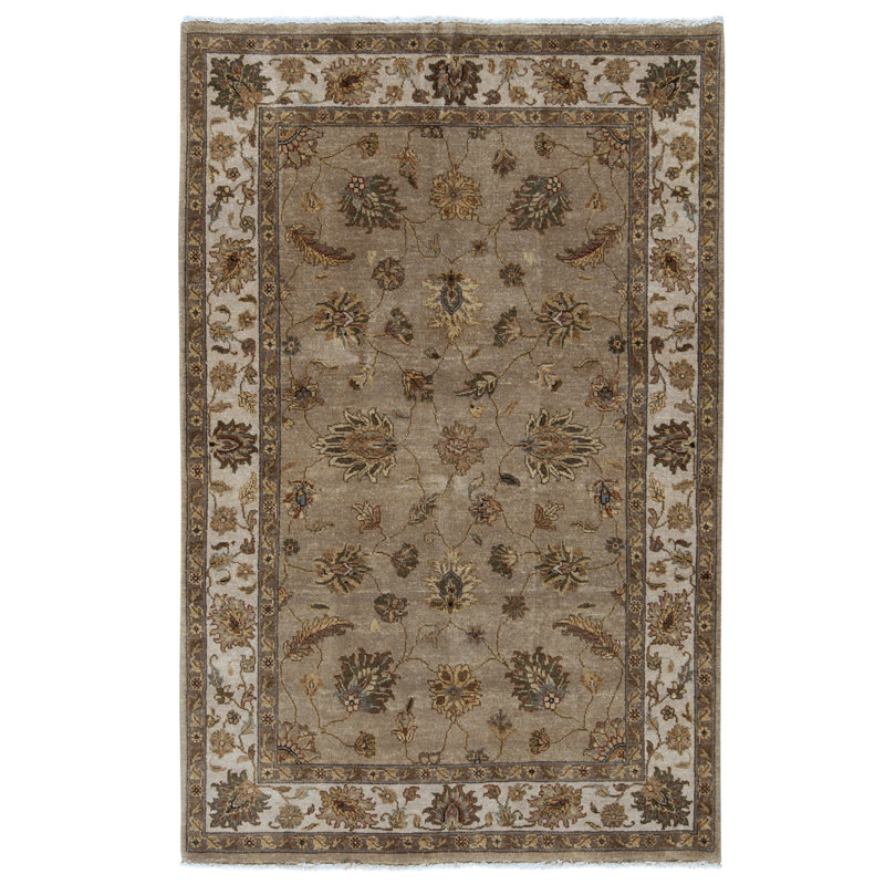 Tapis beige et ivoire noué à la main de haute qualité