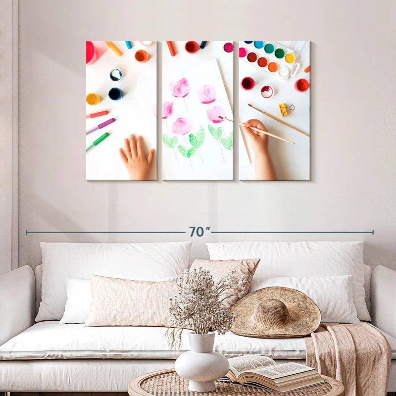 Peinture de Senne, fleur d'enfant, H 28 po x l 45 po