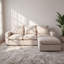 Canapé d'angle modulaire, canapé nuage surdimensionné en forme de U avec double méridienne, mobilier de salon 5 places en chenille rembourrée avec coussins moelleux, beige-131374093-136329414