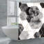 Rideau de douche hexagonal gris et noir, 71 x 71